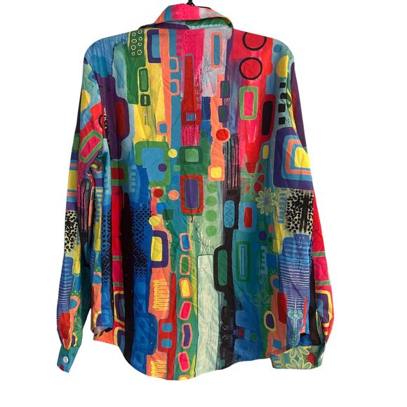 NWOT Women's Plus Size Colorful Geometric Print Blouse 100% Polyester Size XXL - Picture 3 of 6